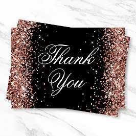 Funkelnd Rose Gold Glitzer Black Dankeskarte