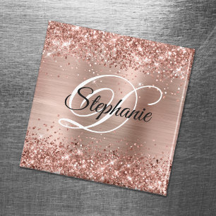 Funkelnd Rose Gold Glitzer Foil Extravagant Monogr Magnet