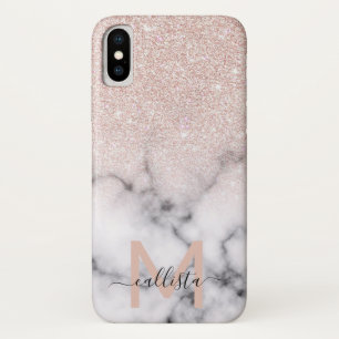 Funkelnd Rose Gold Glitzer Marble Ombre Case-Mate iPhone Hülle