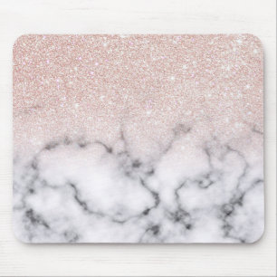 Funkelnd Rose Gold Glitzer Marble Ombre Mousepad