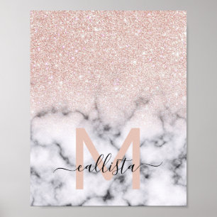 Funkelnd Rose Gold Glitzer Marble Ombre Poster