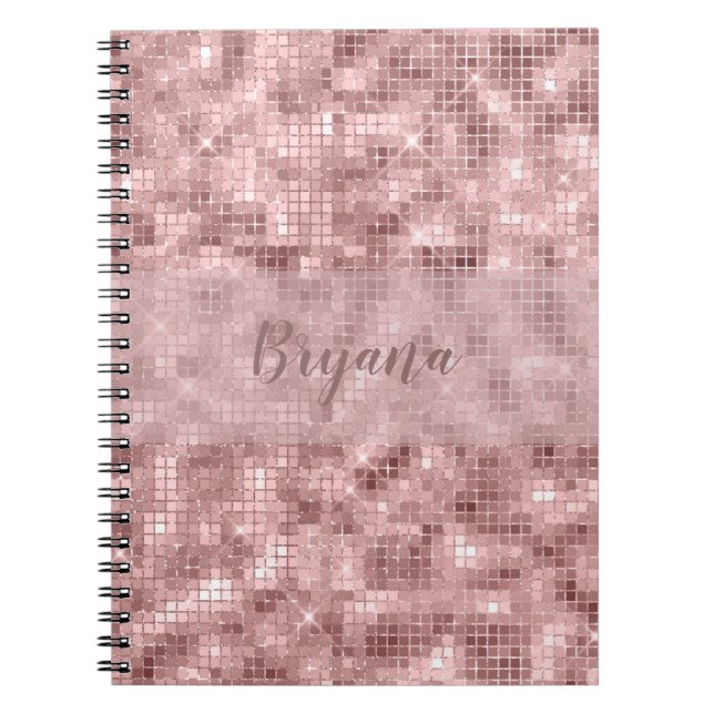 Funkelnd Rose Gold Pink Luxus Girl Notizblock (Vorderseite)
