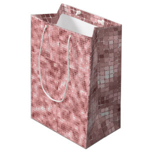 Funkelnd Rose Gold Pink Luxus Sparkle Girl Party Mittlere Geschenktüte
