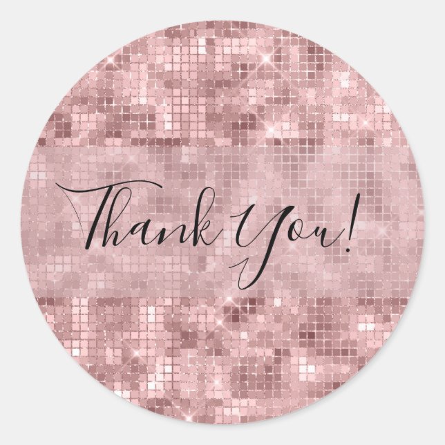 Funkelnd Rose Gold Pink Luxus Sparkle Girl Party Runder Aufkleber (Vorderseite)