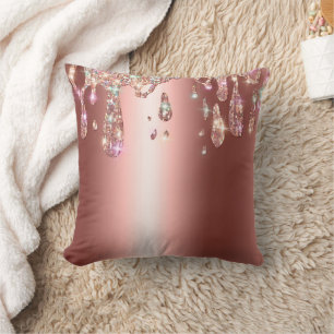 Funkelnd Rose Gold Tropfen Diamant-Glitzer auf S Kissen