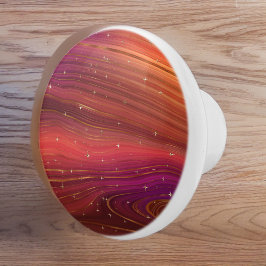 Funkelnd Rot und Orange Molten Earth Strata Keramikknauf