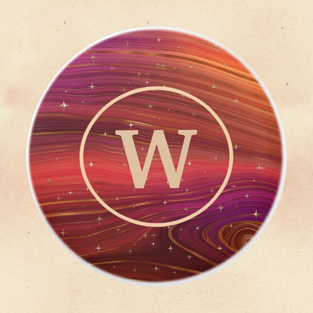 Funkelnd Rot- und Orangengeschmolzene Strata mit a Keramikknauf (Von Creator hochgeladen)