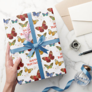 Funkelnd Schmetterlingsstars zum Geburtstag Geschenkpapier