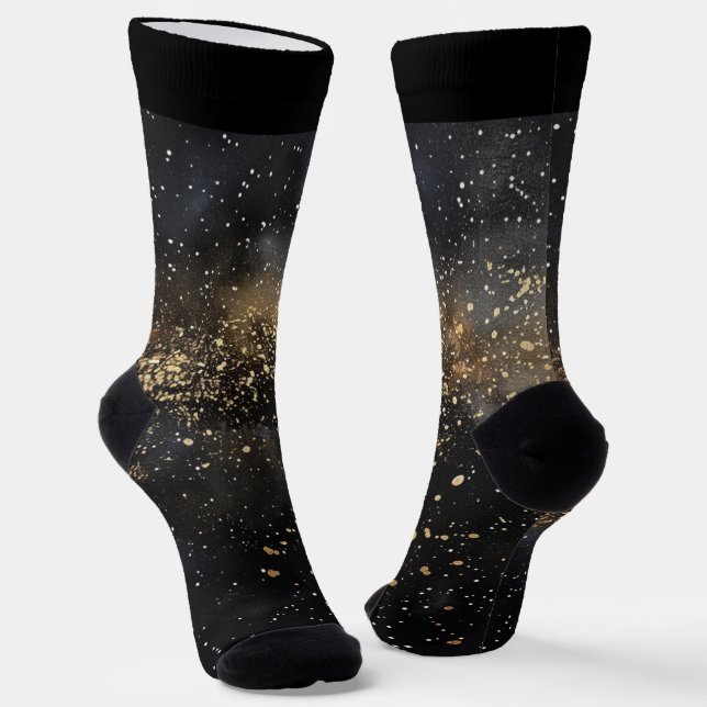 Funkelnd Schwarz-Gold-Hintergrund Socken (Gewinkelt)