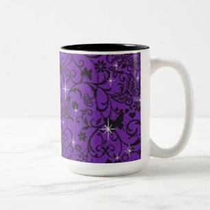 Funkelnd Schwarz-Lila Butterfly-Tasse Zweifarbige Tasse
