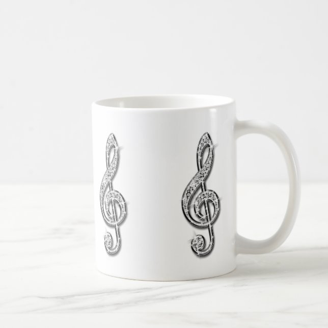 Funkelnd schwarze und silberne Musiknote Tasse (Rechts)