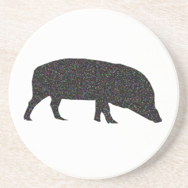 Funkelnd Schweinefleisch-Untersetzer Sandstein Untersetzer (Vorne)