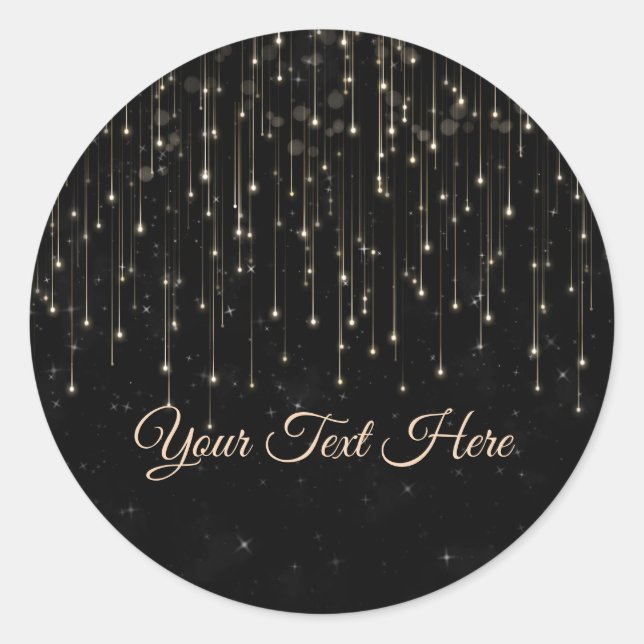 Funkelnd Shooting Stars Black Chic Engagement Part Runder Aufkleber (Vorderseite)