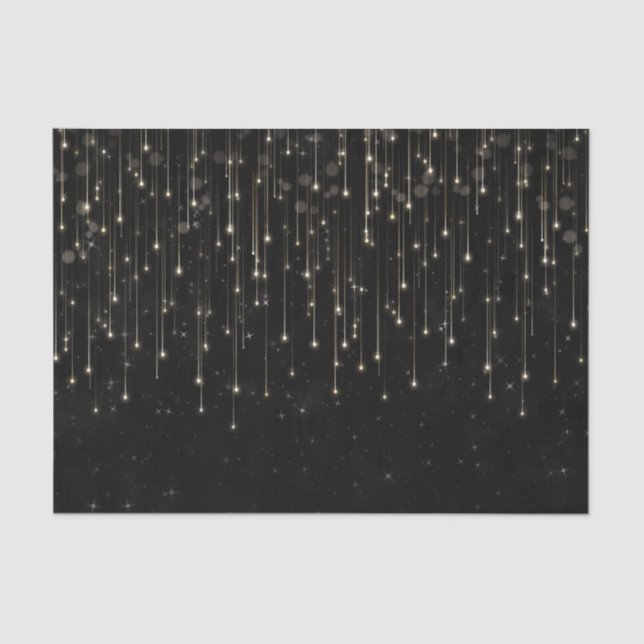 Funkelnd Shooting Stars Black Chic Modernes Party Seidenpapier (Vorderseite)