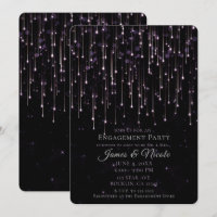 Funkelnd Shooting Stars Lila Engagement Party Inv.