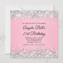 Funkelnd Silber Glitzer Rosa 21. Geburtstag