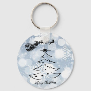 Funkelnd Silber mit Schneeflocke, Weihnachtsmann, Schlüsselanhänger