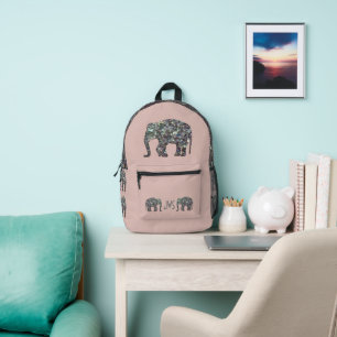 Funkelnd silberne Mosaik Elephant Monogram Rose pi Bedruckter Rucksack