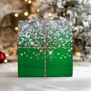 Funkelnd Silberner Glitzer Grüne Imitate Fohlen Geschenkpapier Set