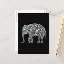 Funkelnd silberner Mosaik-Glitzer Elephant Postkarte