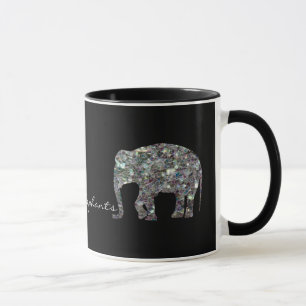 Funkelnd silberner Mosaik-Glitzer Elephant Tasse