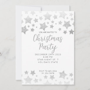 Funkelnd Silberstars Weihnachtsweiße Party Einladung