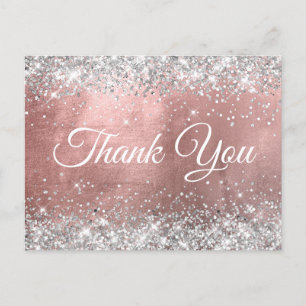 Funkelnd Silver Glitzer Rose Gold Foil Vielen Dank Postkarte
