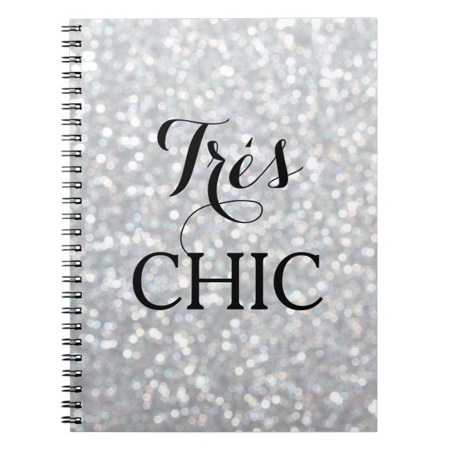 Funkelnd Silver SEHR CHIC Notebook Notizblock (Vorderseite)