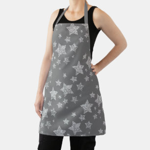 Funkelnd Silver Stars Weihnachtsmuster grau Schürze