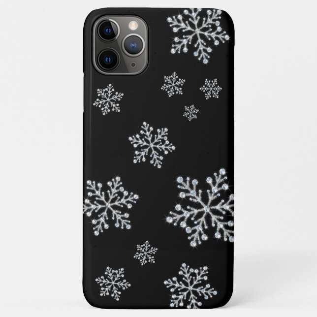 Funkelnd Snowflakes, schwarze iPhone Case (Rückseite)