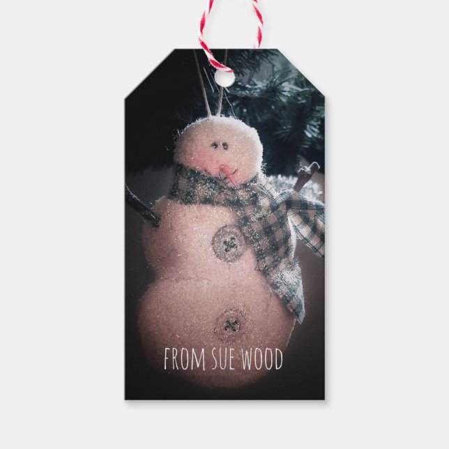 Funkelnd Snowman Individuelle Name Geschenktasten Geschenkanhänger (Vorderseite)