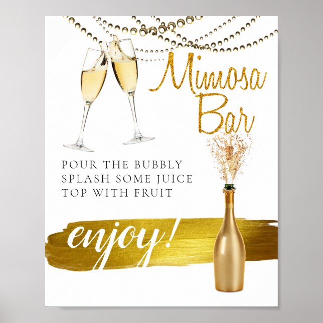 Funkelnd So Elegant Bridal Brunch Mimosa Bar Sign Poster (Vorne)