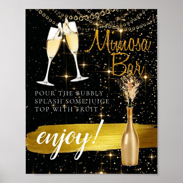 Funkelnd So Elegant Bridal Brunch Mimosa Bar Sign Poster (Vorne)