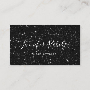 Funkelnd Sterne Hair Stylist Black Modern Elegante Visitenkarte