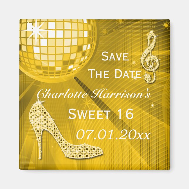 Funkelnd Stilett-Fersen-Bonbon 16 Save the Date Magnet (Vorne)