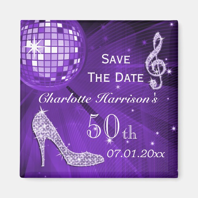 Funkelnd Stiletto Heel 50. Geburtstag Save the Dat Magnet (Vorne)