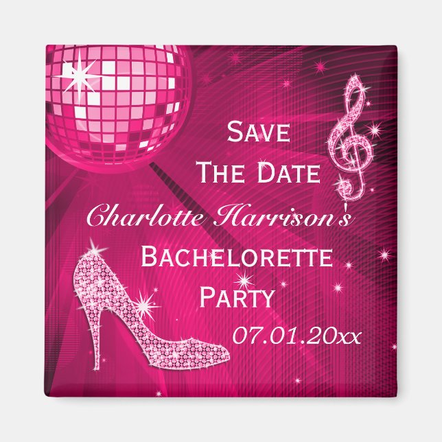 Funkelnd Stiletto Heel Bachelorette Save the Date Magnet (Vorne)