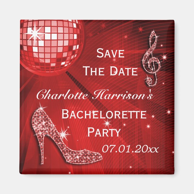 Funkelnd Stiletto Heel Bachelorette Save the Date Magnet (Vorne)