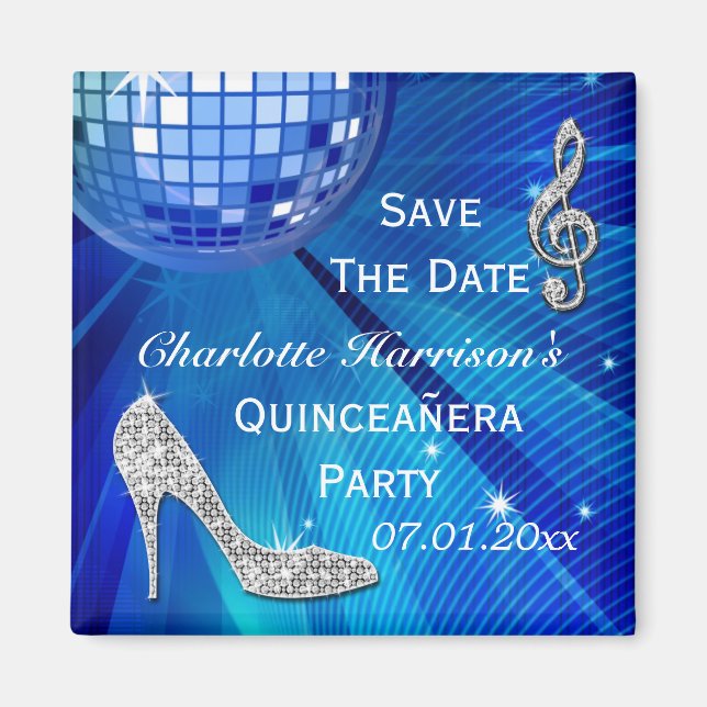 Funkelnd Stiletto Heel Quinceañera Save the Date Magnet (Vorne)