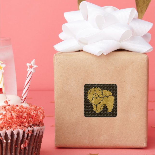 FUNKELND THANG ROUGH CHOW Imitate Metallkleber Quadratischer Aufkleber (Party)