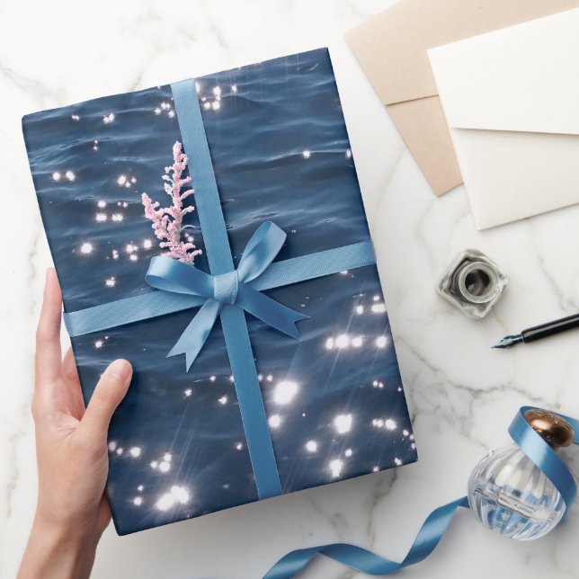 Funkelnd tiefe blaue Meereswellen Geschenkpapier (Schenken)