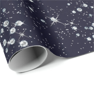 Funkelnd Twilight Blue Marine Sky Silver Diamonds Geschenkpapier