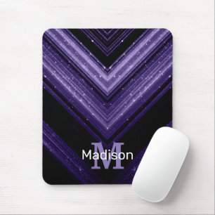 Funkelnd ultraviolette Galaxie Zickzack Monogramm Mousepad