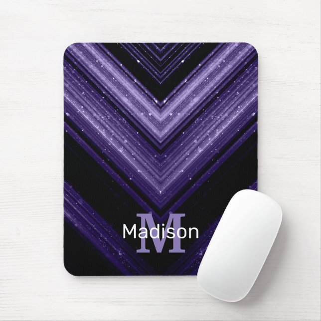 Funkelnd ultraviolette Galaxie Zickzack Monogramm Mousepad (Mit Mouse)