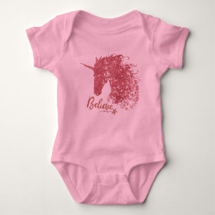 Funkelnd Unicorn-Glaube (Rose Gold) Baby Strampler