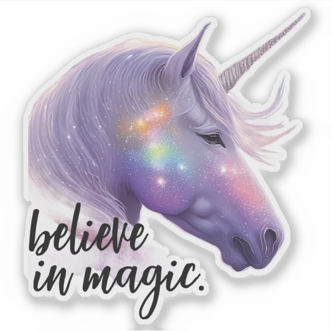 Funkelnd Unicorn-Regenbogen-Glitzer an Magie glaub Aufkleber (Vorderseite)