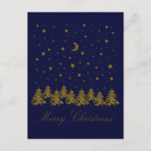Funkelnd Weihnachtsbaum, Mond, blaue Sterne