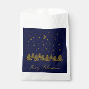 Funkelnd Weihnachtsbaum, Mond, blaue Sterne Geschenktütchen