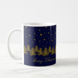 Funkelnd Weihnachtsbaum, Mond, blaue Sterne Kaffeetasse