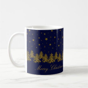 Funkelnd Weihnachtsbaum, Mond, blaue Sterne Kaffeetasse